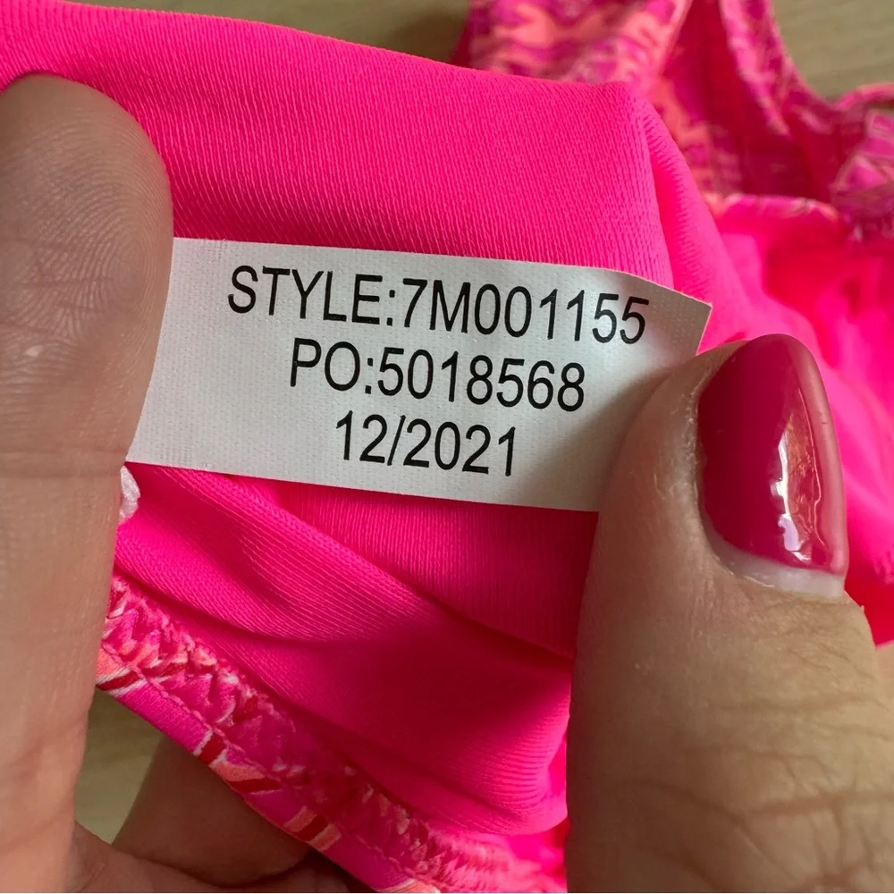 Vineyard‎ Vines Kids Neon Pink Tie Front One-Piece Swimsuit Size XL (16)